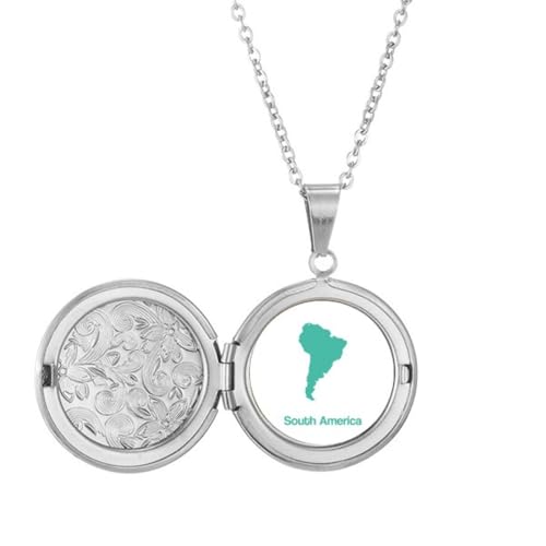 Collier médaillon carte du sud vert anti-ternissement pour peaux sensibles
