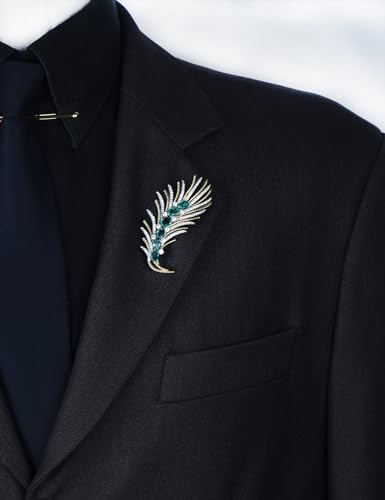 Image of Vintage Golden Feather Lapel Pin Leaf Brooch Stick Pin for Suit Women Men Jewelry