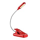 VAVOFO Rechargeable Book Light for Reading in Bed Kids, 7 LED Reading Light with 9-Level Warm Cool White Daylight, Eye Care Lamp with Power Indicator for Bookworms (Red)
