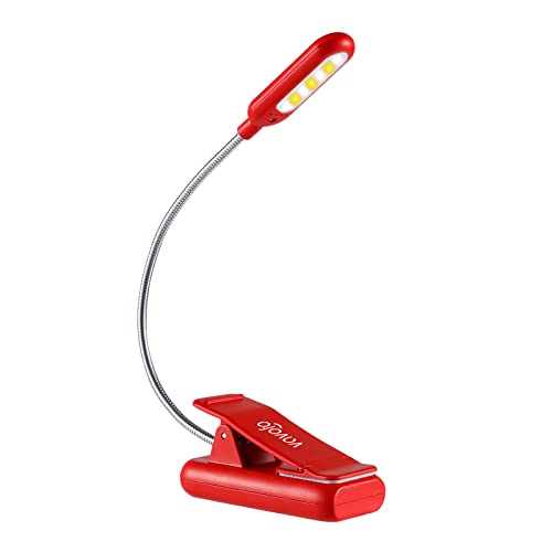 VAVOFO Rechargeable Book Light for Reading in Bed Kids, 7 LED Reading Light with 9-Level Warm Cool White Daylight, Eye Care Lamp with Power Indicator for Bookworms (Red) by VAVOFO - Used condition - US$8.48