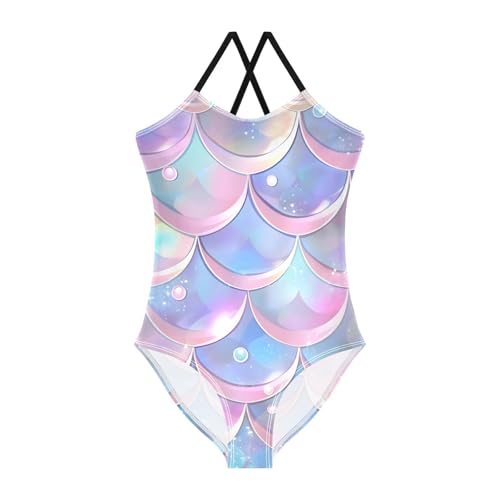 Image of senya Girls Swimsuits Dreamy Mermaid Scales Pearls One-Piece Swimwear Quick Dry Girls Bathing Suits for 3 Years Old