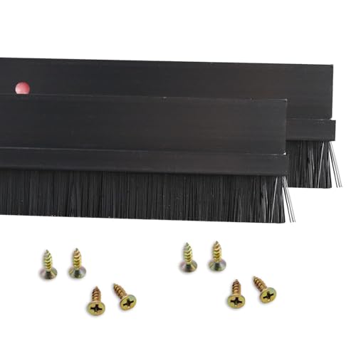 2 Stück Bürstendichtung Streifenbürste 1000mm x 20mm H-förmiger Aluminiumlegierungs-Halter Türdichtung Türbürste mit Nylonbürste