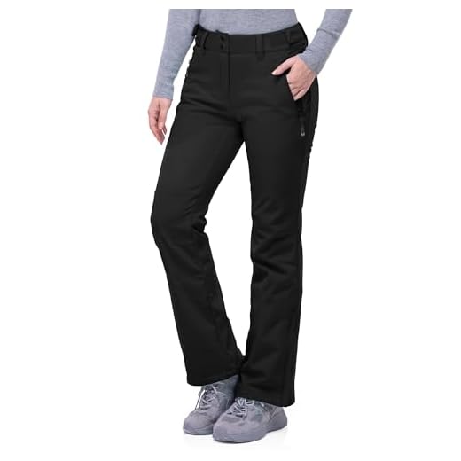 33,000ft Damen Skihose Outdoorhose Wasserdicht Winddichte Softshellhose Warme Gefütterte Trekkinghose Atmungsaktive Schnelltrocknende Thermohose Wanderhose Winter, Schwarz 40W*29L