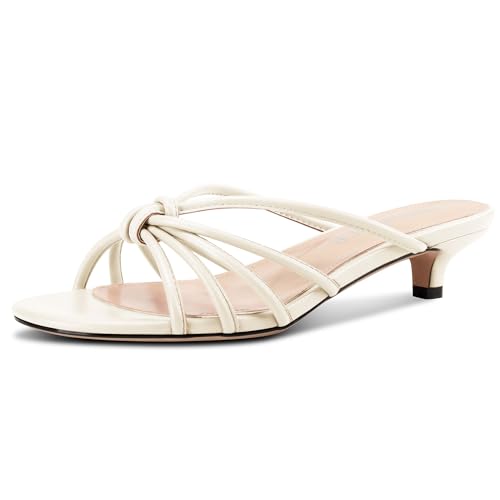 Image of TNYNFBEB Womens Sandals Mules Low Kitten Heel Open Toe Shoes Slip-on Slingback Prom Party Dress Summer 1.4 Inches Heels