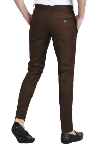 Image of Men's Formal Slim Fit Trousers | Premium Poly Viscose Blend Office Wear Flat Front Pants | Wrinkle Resistant Business Casual Pants | Length 41 Inches.
