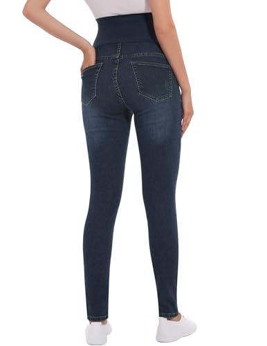 Image of PACBREEZE Women's Maternity Jeans Over Belly Skinny Stretchy Denim Pants Comfy Slim Pregnancy Pants