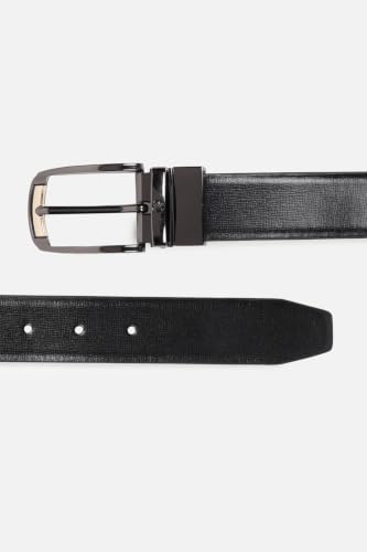 Image of Louis Philippe Men's 100% Italian Leather Dual Tone Zinc Alloy Buckle Formal Reversible Belt
