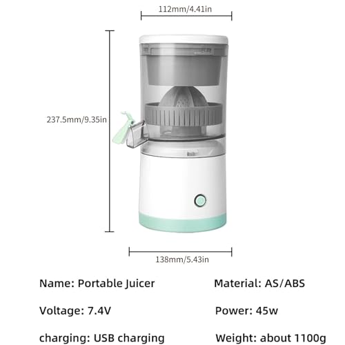 Image of ๐๐๐๐๐๐๐๐๐ ๐+๐ ๐๐๐๐ USB Rechargeable Portable Juicer | Wireless Electric Citrus Juicer with Touch Button | Easy-to-Clean Slow Fruit Extractor