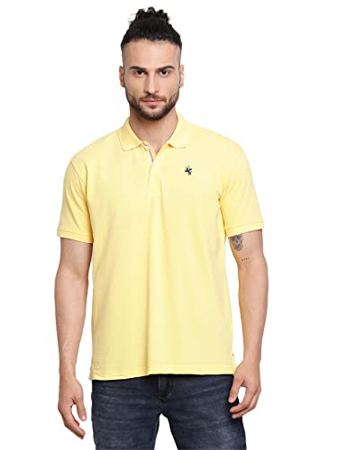Image of Cantabil Men's Cotton Blend Solid Polo Neck T-Shirt (Regular Fit)