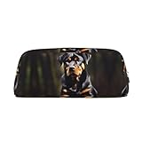 HJLUUFT Rottweiler Boîte à crayons et trousse de maquillage en cuir croisé de qualité supérieure pour stylos, cosmétiques, etc