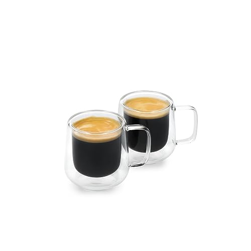 La Cafetière 2er Set Siena Doppelwandige Espressogläser, 100ml isolierte Kaffeetassen mit Henkel für Barista Espresso, stapelbar und leicht, Durchsichtig, Klar La Cafetière 2er Set Siena Doppelwandige Espressogläser, 100ml isolierte Kaffeetassen mit Henkel für Barista Espresso, stapelbar und leicht, Durchsichtig, Klar