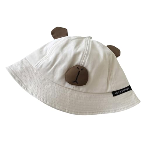 Cotton Kids Fisherman Hat with Big Brim for Sun Protections, Comfortable and Breathable Infant Baby Bucket Caps Beige