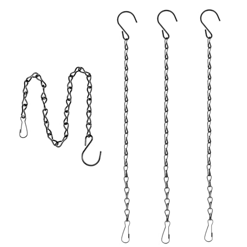 Chaîne de Suspension, Lot de 4 Chaîne en Métal à Suspendre Avec Crochet et Clip Chaînes à Suspendre pour Nichoirs, Jardinières, Lanternes et Décorations Panier à Fleurs pour Intérieur et Extérieur