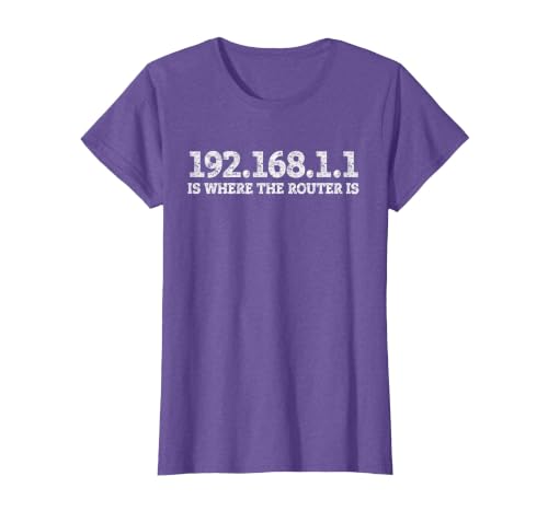 Router IP Address 192.168.1.1 Nerd Geek Networking T-Shirt, Women, Purple Heather, Medium