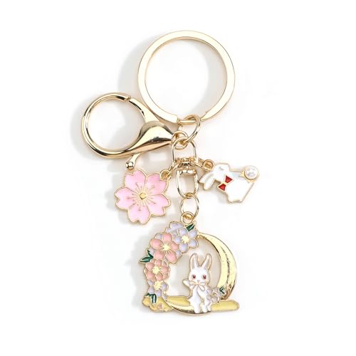 Porte-Clés Lapin Sakura, Joli Pendentif De Style Dessin Animé En Métal, Accessoire Mignon Pour Sac à Main, Sac à Dos, Portefeuille Ou Décoration De...