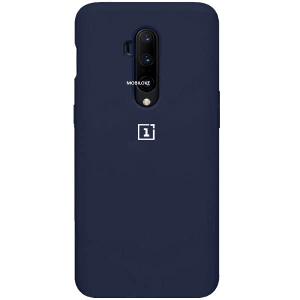 MOBILOVE Pure Liquid Soft Matte Silicone Case with Camera and Screen Protection for | OnePlus 7T Pro (Blue)