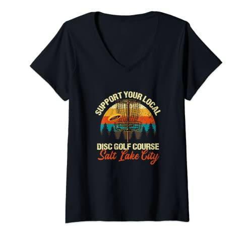 Womens Salt Lake City Disc Golf V-Neck T-Shirt