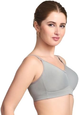 TRYLO Riza T-FIT Women's Non-Padded,Non-Wired,Full Coverage,Seamless 100% Cotton Feel Fabric Bra Available in Multicolor