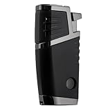  Briquet vintage rechargeable au gaz butane coupe-vent réglable double flamme bleue