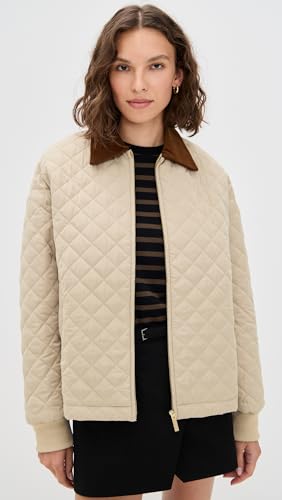 WAYF Women's Quinn Quilted Barn Jacket, Stone, Off White, L