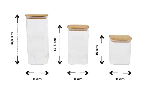 Tarros de cristal para cocina BIRAMBEAU con botes herméticos de conservación en 3 tamaños 3