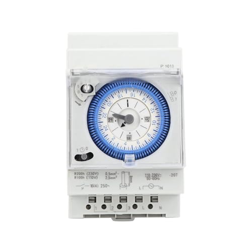 Jadeshay Horloge Piscine Mécanique 16A 250V Programmateur Piscine Horloge Chauffe Eau 15 Minutes 24 Heures pour Hogar, Cocina, Interior, Exterior Iluminación Exterior
