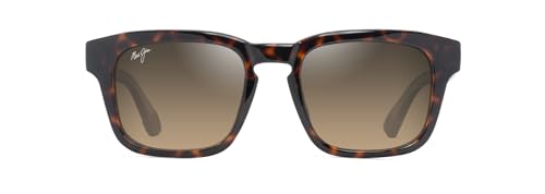 Maui Jim Maluhia Square Sunglasses, Shiny Dark Havana W/Trans Yllw/Hcl Bronze Polarized, Medium