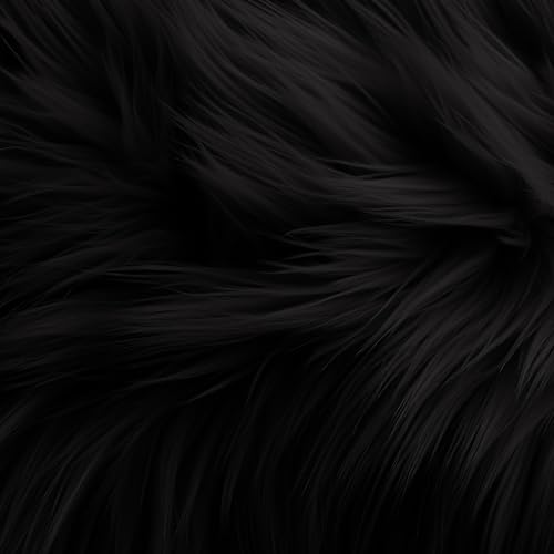 Image of FabricLA Shaggy Faux Fur Square - 30 inch X 30 inch Inches Pre-Cut - Use for DIY, Craft Decoration, Fashion Accessory, Gnome, Hobby - Black Fabric