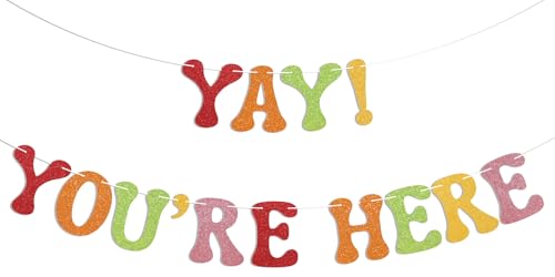 YayYoure Here Banner - Welcome Home Decor Housewarming Sign School Welcome Board Decor Back to School Supply Decorations Multicolor