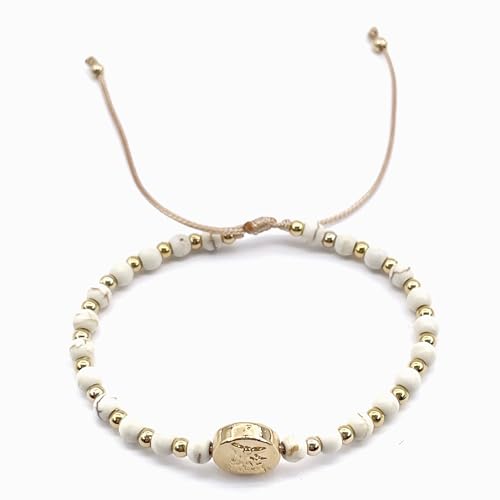 Cruzone St Michael Archanel Coin And Natural Round White Turquoise Beads Adjustable Bracelet For Women thumb #3