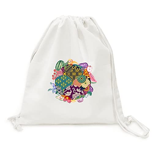 Sac en tissu pliable style japonais flowers leaves pour fruits légumes
