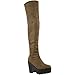 Price comparison product image WOMENS LADIES SEXY OVER THE KNEE THIGH HIGH CHUNKY PLATFORM HEEL STRETCH BOOTS