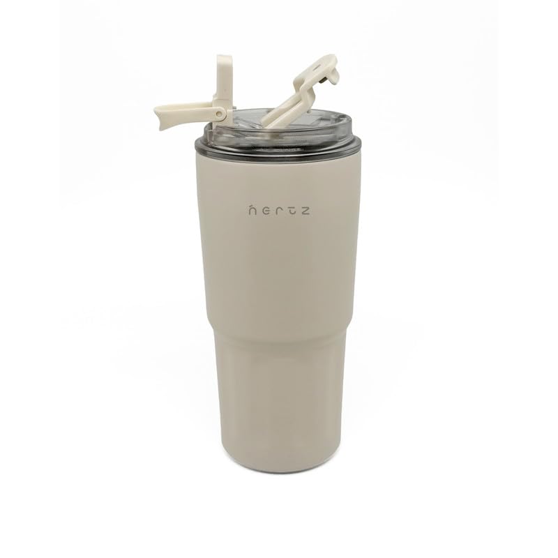 Image of NERTZ Drift Tumbler 600ml Stainless Steel Insulated | Double Wall Vacuum Bottle with Straw Lid & Wide Mouth Lid | Hot & Cold Bottle Leak Proof, BPA Free for Gym, Travel, Office