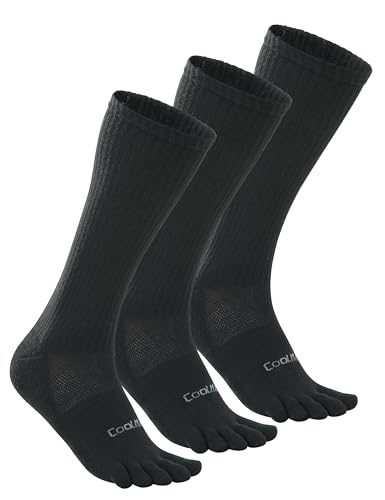 Calf Toe Socks, Five Finger Crew Running Socks, Cool-Max Moisture