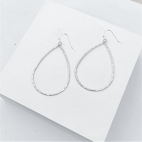 Pomina Lightweight Open Teardrop Earrings Simple Basic Gold Dangle Drop Earrings For Women Teen Girls (Textureteardrop_Silver) #TOP4