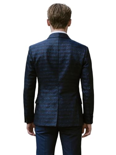 Mens Jacquard 3 Pieces Suit with Stand - up Collar Wedding Party Dinner Jacket Vest Pants Set2