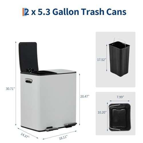 Caneca de basura cocina acero inoxidable 40L doble miniatura 7