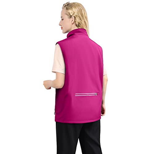 Clumor Women's Running Golf Vest Lightweight Softshell Sleeveless Jacket Windproof Reflective Sports Outerwear For Cycling Hiking（Xs/Pink #TOP1