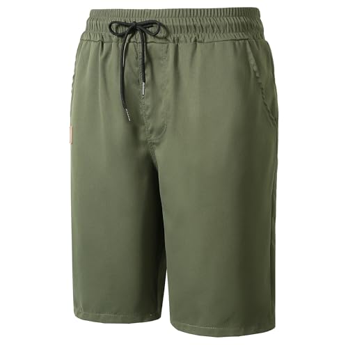 Men's Drawstring Solid Classic Beach Short Casual Twill Workout Summer Shorts Elastic Waist Loose Fit Outdoor Shorts3