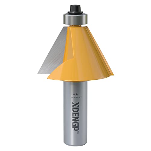 Image of 30 Degree Chamfer Router Bit with 1 Inch Cutting Length,1 /2 Inch Shank Carbide Edge Forming Bevel Router Bit with Bearing, Chamfer Bit Miter Angle Milling Cutters Tool