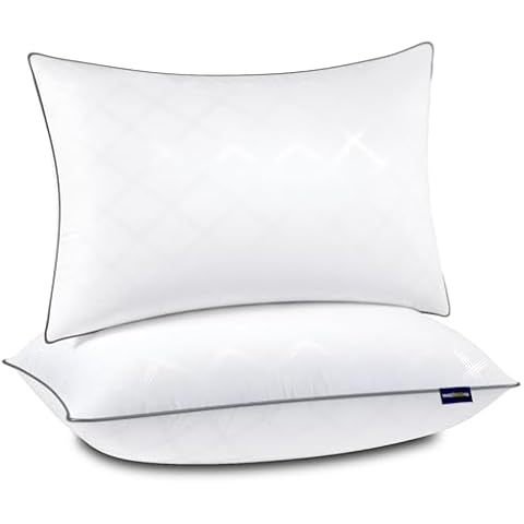 Wellos Bed Pillows Set of 2 for Sleeping, Down Alternative with Machine Washable Cover for Back, Stomach or Side Sleepers, King (U.S. Standard), White Cover