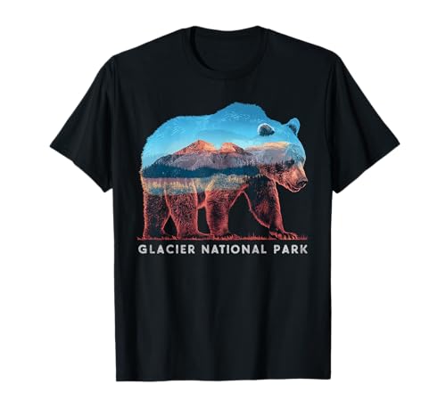Retro Distressed Glacier Bear Glacier National Park Souvenir T-Shirt