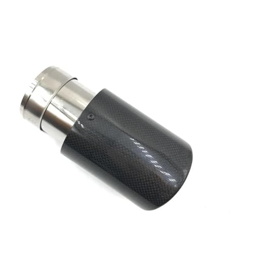 Tubo de escape universal de acero inoxidable con silenciador de fibra de carbono brillante de 63mm