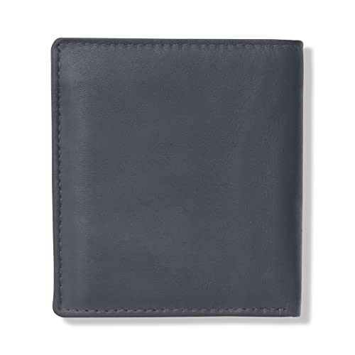 Image of KARA Genuine Leather Wallet for Men - Bi Fold Vertical Dual Color Black & Blue Men's Wallet with Six Business Card Holding Slots