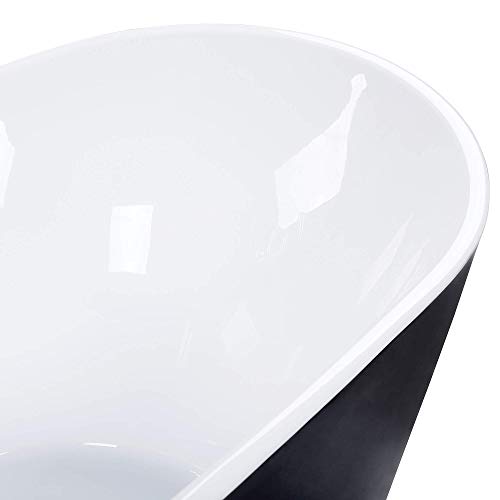 Edle Acryl Badewanne oval freistehend schwarz mit Überlauf 180 x 78 cm Antiqua