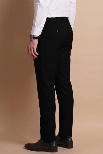 Image of Peter England Men Mid Rise Slim Fit Premium Flat Front Formal Trouser