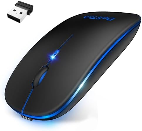 （13:30時点） マウス 無線 ワイヤレスマウス 【高精度・高感度センサー搭載】 超薄型デザイン 静音クリック設計 7色LEDライト付き 3段階DPI切替対応 2.4GHz光学式 小型・軽量 省電力エコモデル 握りの極み 左右対称型 USBレシーバー 簡単接続 即挿即用 800/1200/1600 DPI ノートPC用 Mac Windows PC対応