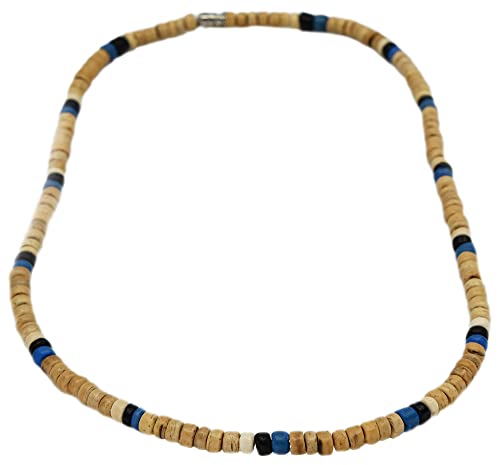 Pendentif Surf Surfeur Collier Homme Femme Marron Beige Bleu Rasta Jamaique Bois Coco Fin 0,4cm Longueur 45cm