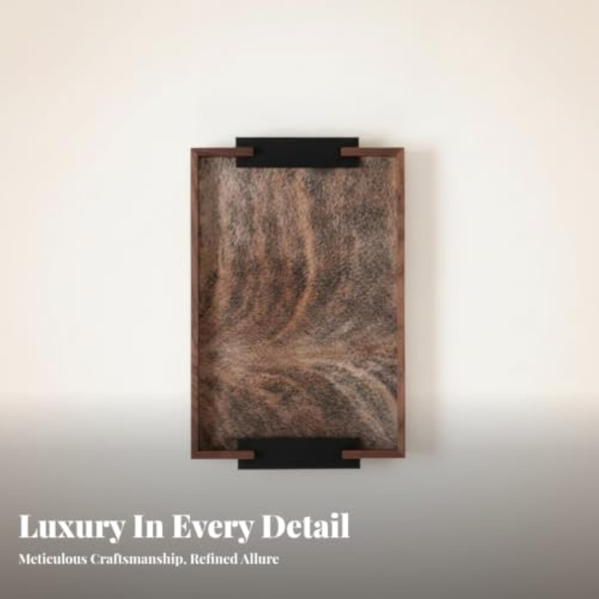 Minimalist Walnut Tray, Shallow Leather Framed Household Item