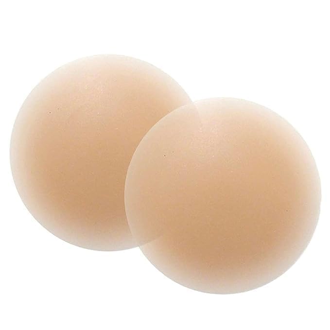 2 Pcs Reusable Nipple Covers with Case | Comfortable & Natural Invisible Self Adhesive Washable Silicone Pasties for Women (Skin Color)-image-28